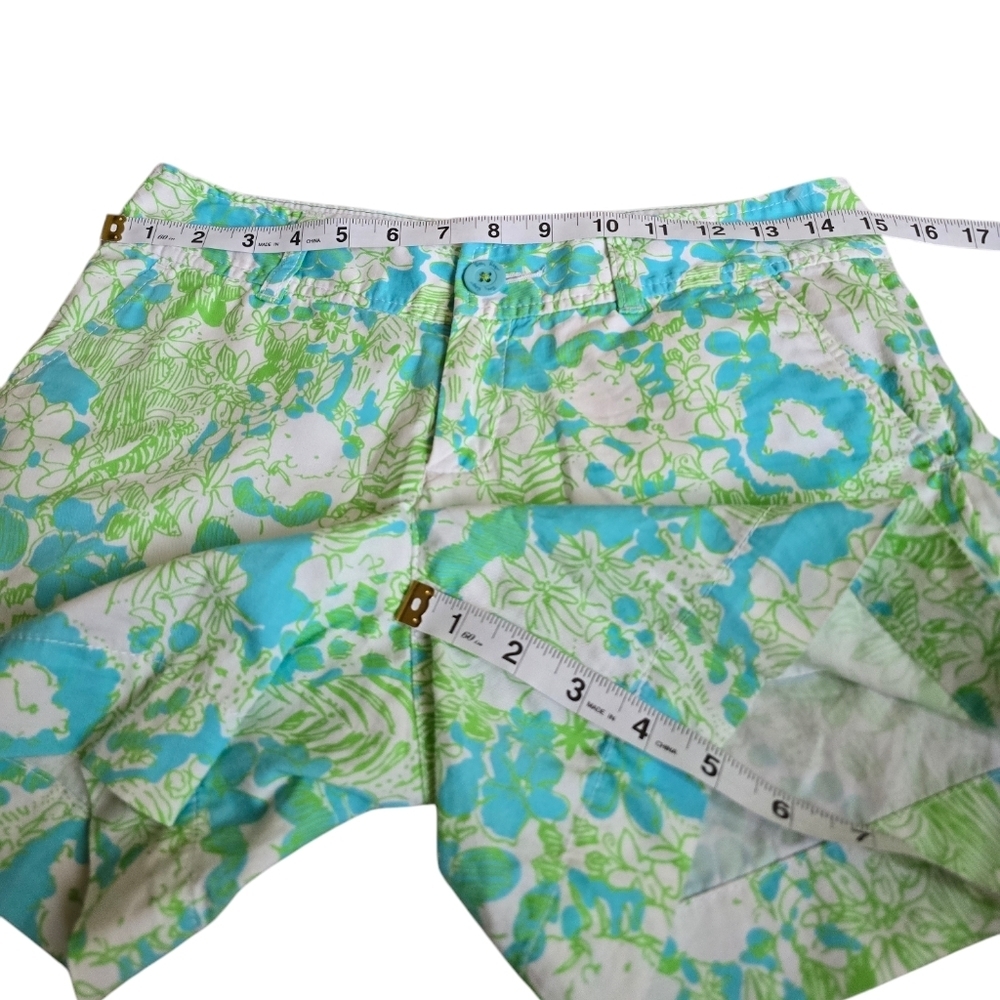 Lilly Pulitzer The Callahan Blue Green Floral Animal Print It's A Zoo Shorts 0 - Picture 5 of 6